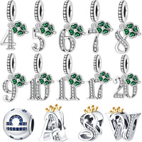 Pendentifs originaux en argent sterling 925 et tungstène, chiffres arabes, breloques porte-bonheur tendance, accessoires de bijoux DIY, perles lettres créatives