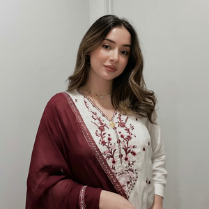 Costume Anarkali traditionnel indien pakistanais pour femmes, blanc, brodé, avec dupatta marron, tenue décontractée, robe en coton - Product Image 4