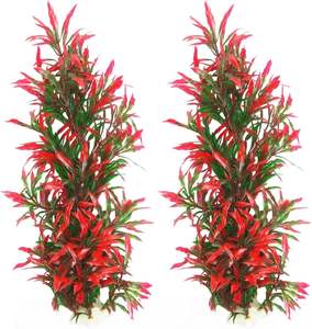 Eco-vriendelijke grote aquariumplanten kunstmatige zeewier 2 stuks 13 inch visbak decoratie plastic plant betta garnalen rood levend - Product Image 1