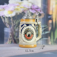 Verre à vin/bière en porcelaine traditionnelle allemande classique de 550 ml, résistant au lave-vaisselle, avec poignée, écologique, réutilisable - Promotionnel
