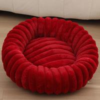 Tapis pour animaux de compagnie en velours de lapin à poils longs et touffetés, lit rond pour chat, niche pour chien chaude pour l'hiver