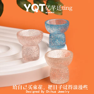 Transparante Glanzende Bloem Vaas Hars Flakback Cabochon Voor Diy Miniatuur Scène Decoratie - Product Image 2