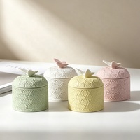 Bocaux à bougies cylindriques en céramique de luxe YBH avec couvercle, écologiques, personnalisables, décoration nordique pour la maison, vente en gros de Noël, faits à la main