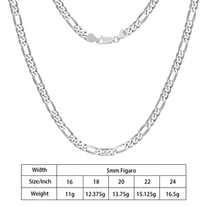 Vente en gros 925 Sterling Silver Diamond Cut Figaro Chaîne Chaîne Italienne Chaîne Cubaine Serpent Os Chaîne Collier Designs pour Hommes et Femmes - Product Image 5