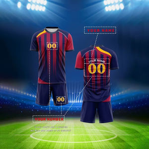 Ensemble de maillots de football pour hommes, respirant, anti-transpiration, tissu élastique, 100% polyester, écologique, nom d'équipe personnalisé - Product Image 3