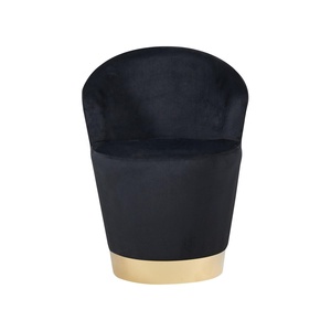 Silla de sofá de tela de terciopelo otomana redonda negra de gran oferta al por mayor moderna para sala de estar - Product Image 1