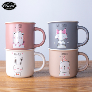 Vente en gros d'usine, tasse à thé au lait personnalisée avec un chat mignon, ensemble de tasses, camping, enfants, cadeau d'<span class=keywords><strong>anniversaire</strong></span>, tasse en émail, taza, tasses à café en céramique - Product Image 2