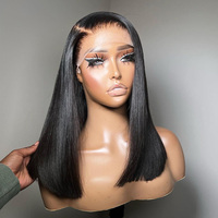 Peluca sin pegamento de cabello liso vietnamita SDD, venta al por mayor de marca privada, peluca de cabello humano vietnamita súper doblemente estirado con encaje frontal