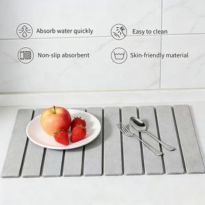 Tapis de cuisine en pierre de diatomite absorbants, antidérapants et à séchage rapide, tapis de séchage de la vaisselle en terre de diatomée personnalisés pour la cuisine - Product Image 2