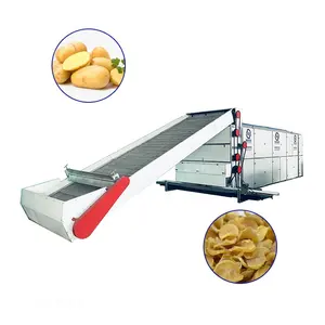Secador de raízes de vegetais, equipamento para secagem de batata cassava de ar quente máquina de secagem contínua