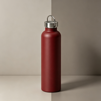 Botol air olahraga, Tumbler terisolasi dinding ganda, botol air olahraga Stainless Steel 1000ML/34OZ, tutup portabel, botol vakum mulut Tengah