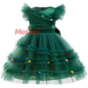 Vestido de Tul Verde para Niñas, Diseño Popular MS, Disfraz para Fiesta de Navidad, Elegante Vestido de Gala con Diseño de Árbol de Navidad - Product Image 1