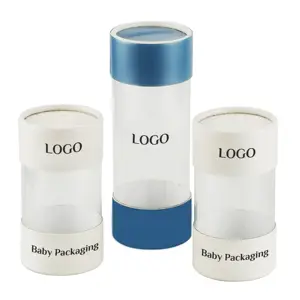 China Hersteller New Arrival Papier Pappe Zylinder Verpackung klar Haustier PVC Fenster Papier Tube Box