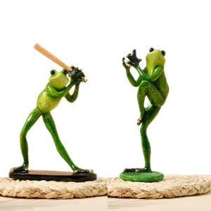 wholesale Meditate Zen Yoga Frog statue Americana Pastoral tennis decor child baseball rugby player Sports Frog sculpture