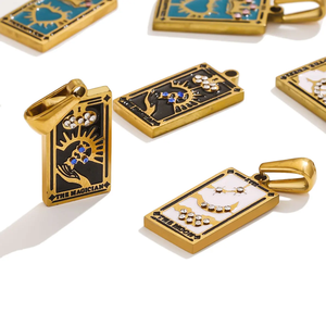 Edelstahl <span class=keywords><strong>Tarot</strong></span> Halskette Charms für Schmuck herstellung Anlauf frei Bunte <span class=keywords><strong>Tarot</strong></span> Anhänger DIY Moon Sun Lovers Anhänger - Product Image 4