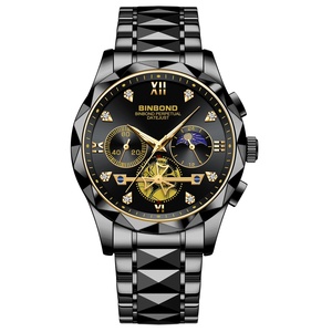 Nuevo reloj cronógrafo de lujo para hombre de 43 mm, reloj de pulsera con incrustaciones de diamantes de imitación de acero inoxidable, reloj de cuarzo luminoso resistente al agua con pantalla de 24 horas - Product Image 6