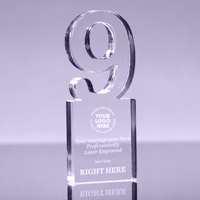 Plaque de récompense en acrylique transparente de 6 x 2,5 pouces, numéro de 1 à 9, pour les années de service, trophée vierge, plaque de reconnaissance des employés en lucite