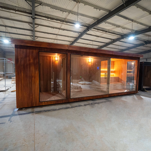 Cabina <span class=keywords><strong>de</strong></span> Sauna Exterior Cuadrada Grande, Sauna Finlandesa Comercial para 8-10 Personas con Vestuario <span class=keywords><strong>y</strong></span> Estufa <span class=keywords><strong>de</strong></span> Leña - Product Image 3