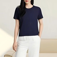 Support OEM/ODM, Vente directe usine, Nouveauté été, T-shirt basique extensible à col rond et manches courtes en viscose pour femme