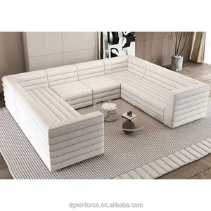 Juego de sofá Chesterfield de cuero de madera modular de sofá moderno de lujo con pata de metal de oficina Hotel muebles para el hogar en China