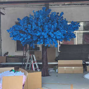 Ramo de Hojas de Cerezo Artificiales de Seda Azul Real BL-GP16, Plantas Verdes, Decoraciones Florales, Arreglos para Bodas - Product Image 2