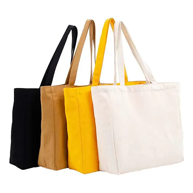 Wholesale Custom Logo Print Recycled Plain Blank Large Cotton Canvas Shopping Tote Bag