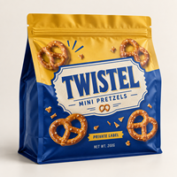 Sachet d'emballage personnalisé à soufflets latéraux pour mini-crêpes, avec fermeture éclair refermable, film haute barrière et emballage de snacks sous marque privée