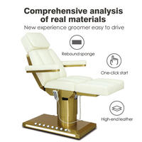 Table de massage électrique réglable à 4 moteurs pour salon de beauté, en tissu capitonné moderne, lit de spa facial