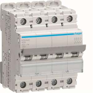 Interruttore automatico miniaturizzato Hager NSN440 personalizzabile 20kA 4P curva D 40A 4M - Product Image 1
