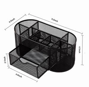 Multi-Functional Desk Organizer Iron Mesh Design with Pen Holder Drawer Office Supplies <b>Desktop</b> Caddy Storage Boxes <b>Bins</b> - Product Image 5
