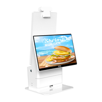Kiosque de paiement de commande de bureau à double écran de 15.6 pouces avec imprimante de 80mm et scanner de codes à barres pour restaurant/vente au détail