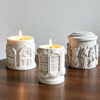 Bougie parfumée artisanale personnalisable en relief romain, pot en cire de soja de luxe, écologique, longue durée, aromathérapie, décoration d'intérieur, cadeau OEM
