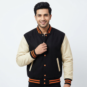 OEM diseño personalizado de alta calidad bordado College Baseball PU chaqueta de cuero Bomber Letterman CollegeBaseballjacket para los hombres - Product Image 1