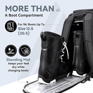 Sac à dos pour chaussures <span class=keywords><strong>de</strong></span> ski, sac <span class=keywords><strong>de</strong></span> ski rembourré <span class=keywords><strong>de</strong></span> 50 L et sac pour bottes <span class=keywords><strong>de</strong></span> snowboard avec trous <span class=keywords><strong>de</strong></span> drainage, sac <span class=keywords><strong>de</strong></span> voyage pour ski grande capacité résistant à l'eau - Product Image 3