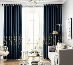 Venta al por mayor de lujo listo para usar con cortina de alta calidad para la sala de estar dormitorio cortinas de ventana bordadas