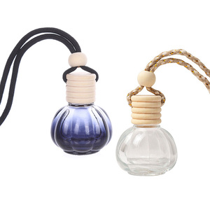 Diffuseur d'huiles essentielles en forme de mini citrouille noire transparente, pendentif vide en verre, désodorisant de voiture, flacon diffuseur suspendu - Product Image 1