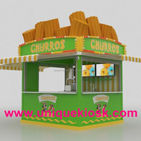 Kiosque de restauration rapide en plein air modèle unique Churros stand de nourriture Churros attrayant personnalisé 4m par 4m vitrine de présentation de collations