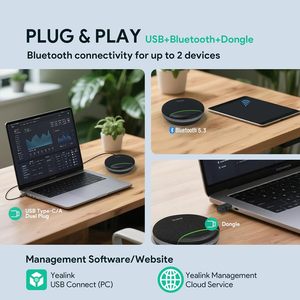 Haut-parleur de conférence Yealink SP92 pour Dongle Teams, certifié, réduction du bruit, 20h d'autonomie, USB, pour réunions de 4 <span class=keywords><strong>à</strong></span> 6 personnes en salle - Product Image 5