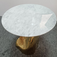 Table d'appoint de canapé à base de forme spéciale, design personnalisé, plateau en acier inoxydable, table basse en marbre, mobilier