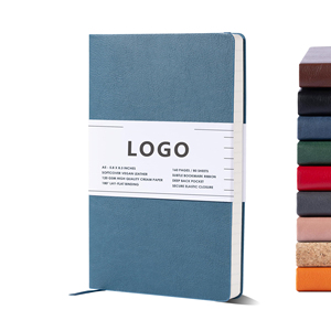 Custom Blue A5 Leather Notebook Personalized <b>Planner</b> with Thermal Binding and Hardcover Style <b>Journal</b> 80 Sheets for Gift - Product Image 1
