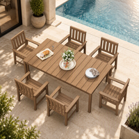 Ensemble de salle à manger de patio résistant à la décoloration et à la décomposition, table de salle à manger en HIPS, chaises imperméables pour jardin et cour arrière