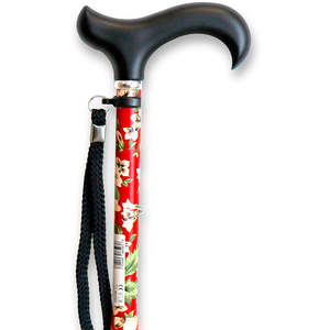 Bastone da Passeggio Estensibile, Bastoni da Passeggio per Anziani, Fiori, Rosso, KMINA K10024 - Product Image 1