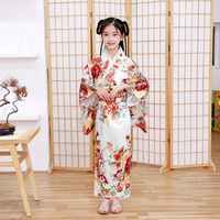 Gaun Kimono Jubah Mandi Jepang Set Kimono Jepang Bermotif untuk Pertunjukan Sekolah Cosplay Anak Perempuan Tradisional untuk Sekolah Dasar
