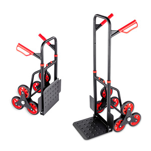 大型6輪レッドスチール階段クライマートロリー折りたたみハンドトラックツール使用量 - Product Image 1