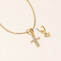 Collier Pendentif Croix Double Infini Personnalisé en Argent Plaqué Or 18K avec Zircon Pierre de Naissance, Bijoux de Mode Polonais pour Femme