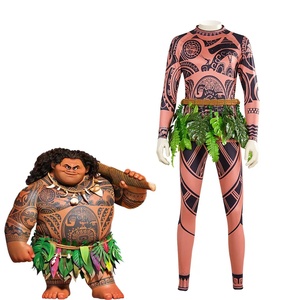 <span class=keywords><strong>Moana</strong></span> 마우이 코스프레 의상 세트 티셔츠 바지 잎 장식 할로윈 카니발 세트 성인용 어린이 마우이 문신 코스프레 의상 - Product Image 5