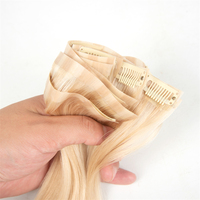 En gros Double Dessiné PU Peau Trame Os Droite Clip Cheveux Russe Vierge Remy Extensions de Cheveux 100% Cheveux Humains pour les Femmes