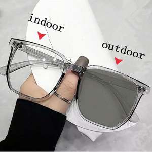 Gafas de Computadora con Lentes Intercambiables Gris Marrón, Montura Grande Cuadrada, Fotocromáticas, Anti Luz Azul, para Hombre y Mujer, 2025 - Product Image 1