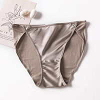 Braguitas de satén de seda elástica de lujo para mujer, de corte alto, de seda de morera premium, suaves, con cobertura de cadera, tipo triángulo