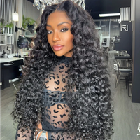 Perruques de luxe sur mesure à densité 300%, ondulées, sans colle, en dentelle transparente, cheveux humains vierges, super double drawn
